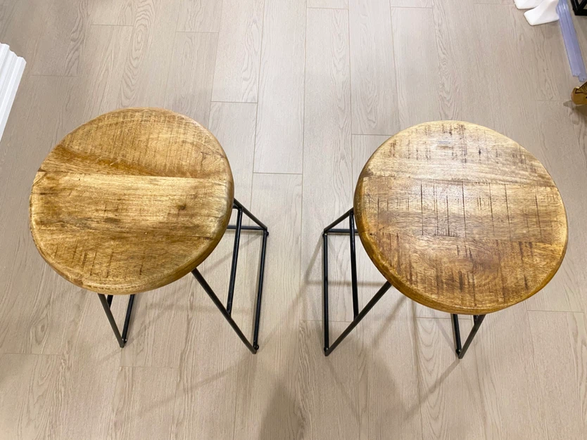 Set of 2 Solid Wood 25” Counter Stools Brown and Black - photo 3