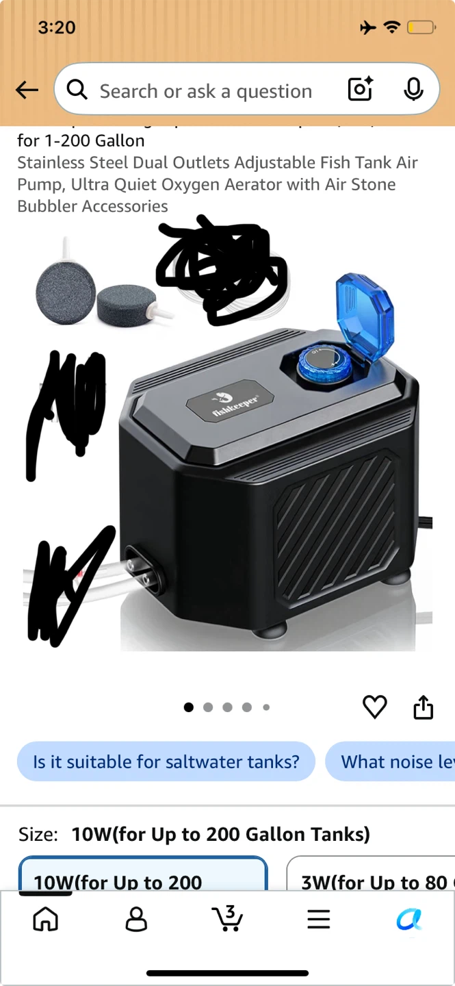 Fishkeeper Dual-Outlet Adjustable Aquarium Air Pump FK086