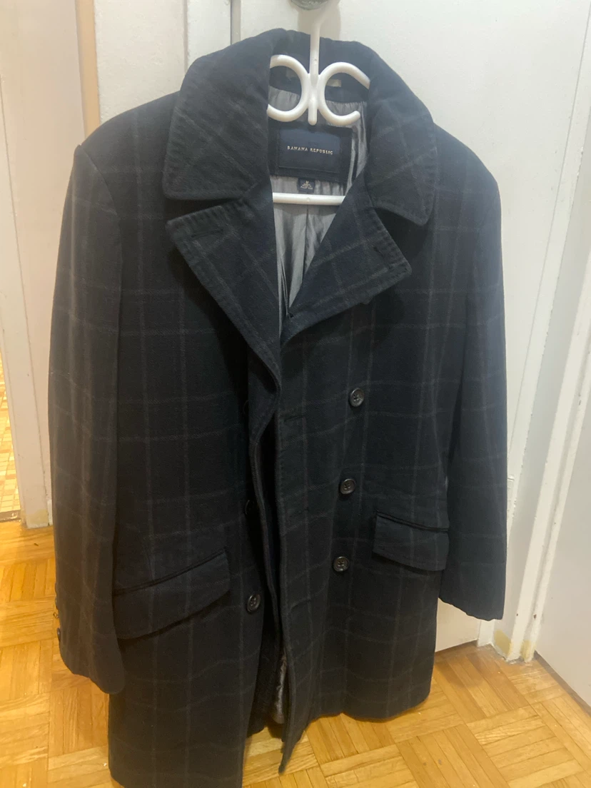 Banana Republic Plaid Wool-Blend Overcoat