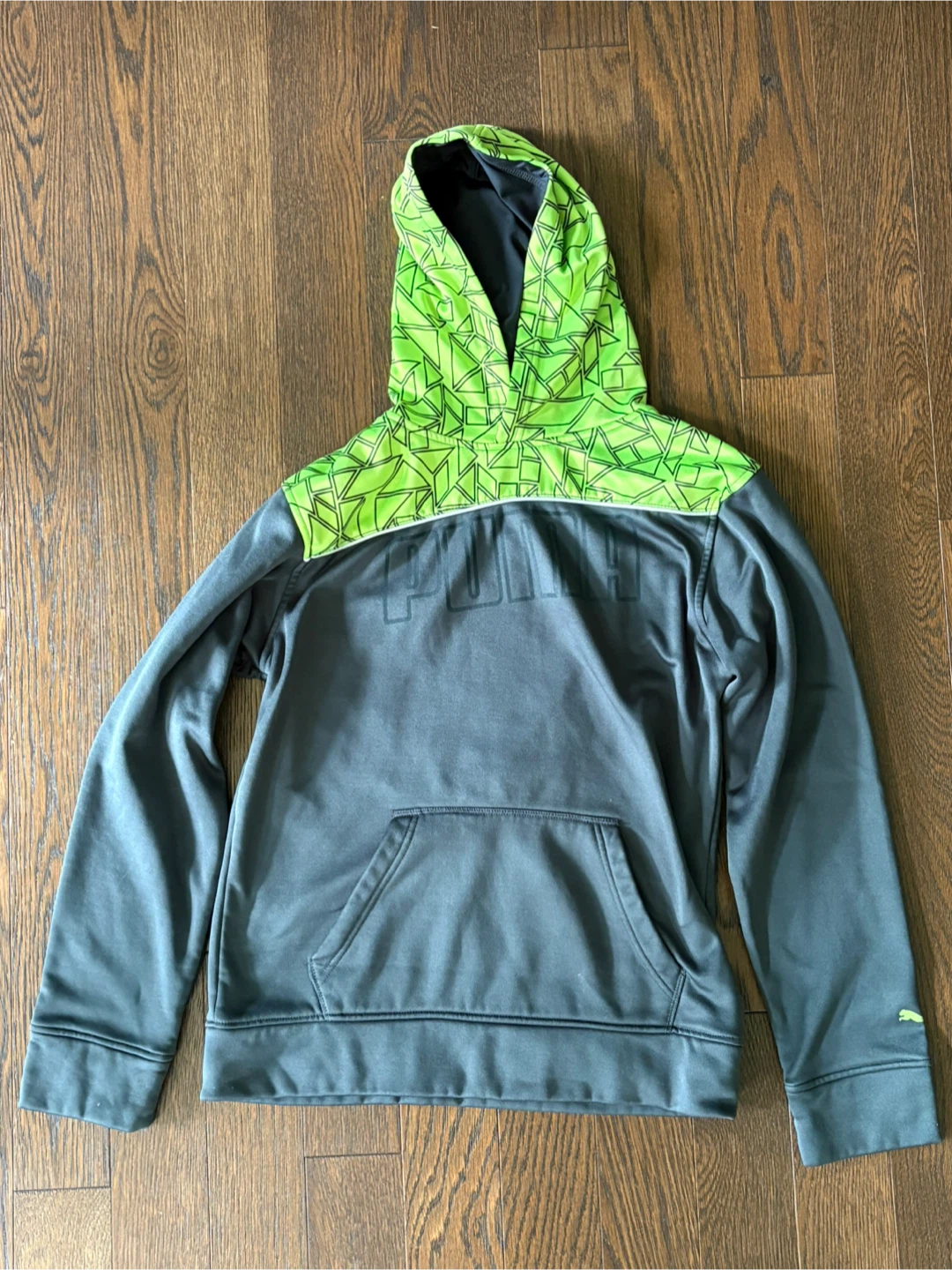 Puma Grey Hoodie with Neon Green Hood