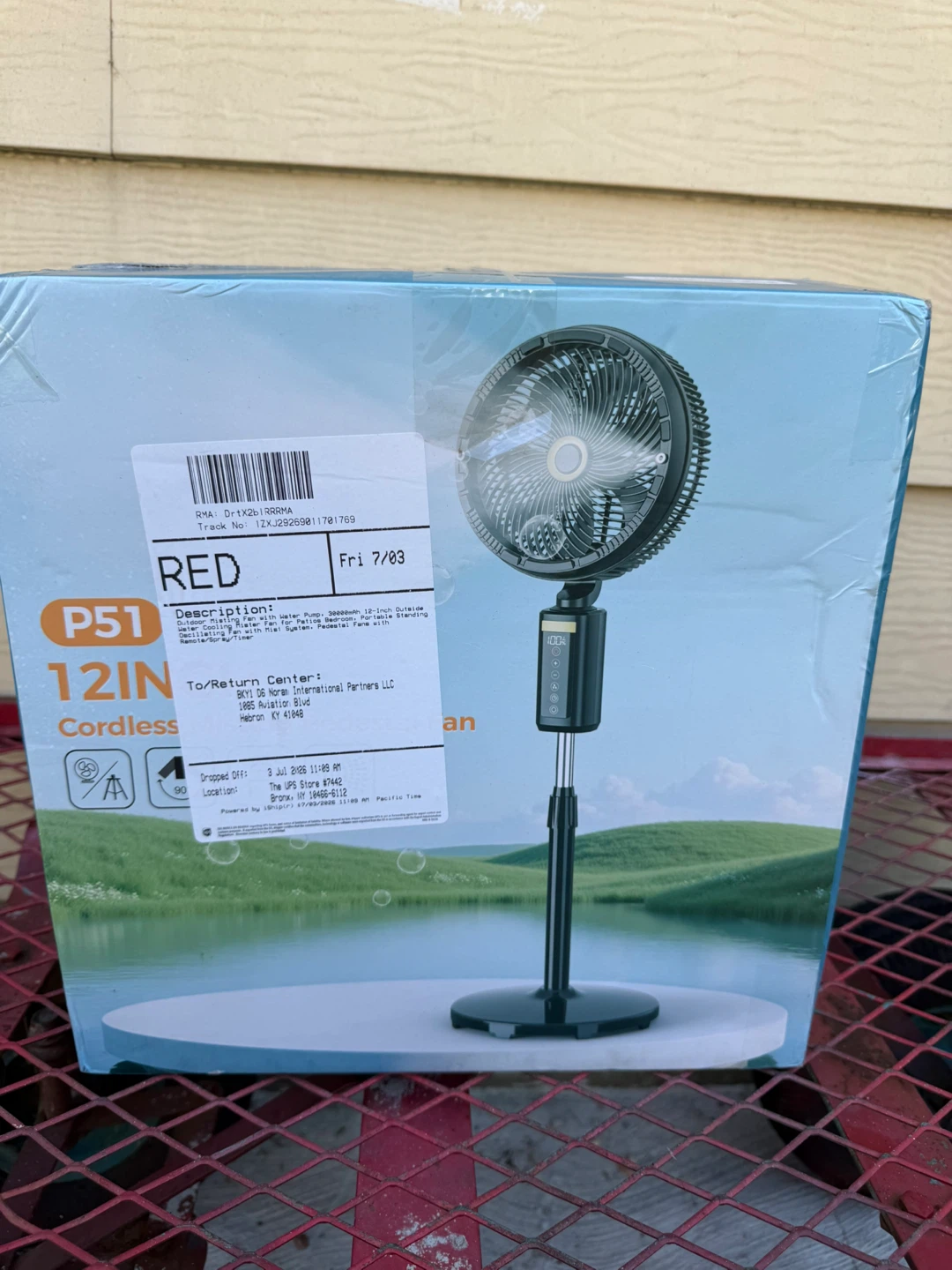 P51 Cordless Misting Pedestal Fan 12-Inch