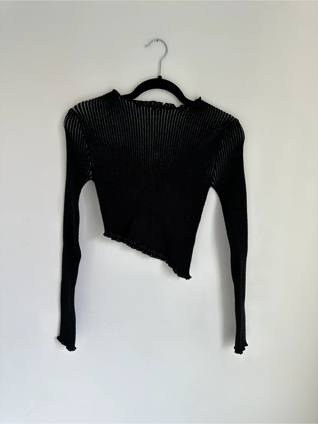 Fashion Nova Black Ribbed Long Sleeve Top