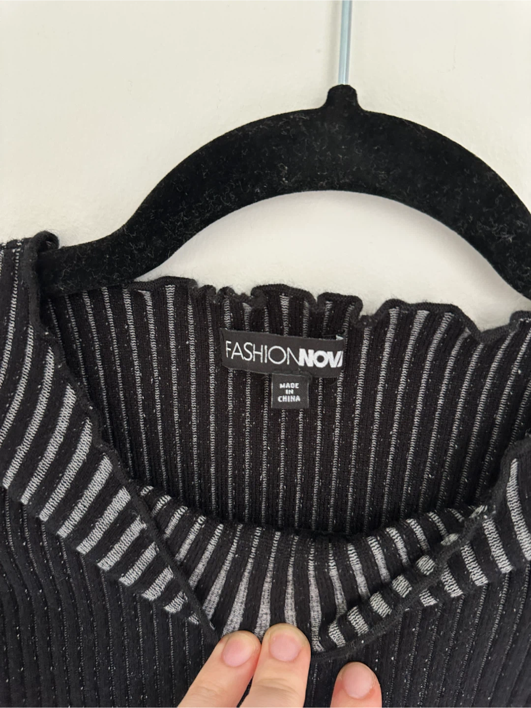 Fashion Nova Black Ribbed Long Sleeve Top - photo 2
