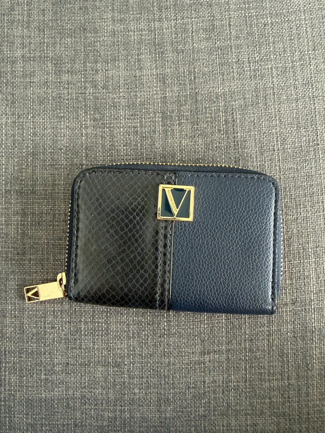 Navy and Black Faux Leather Coin Purse
