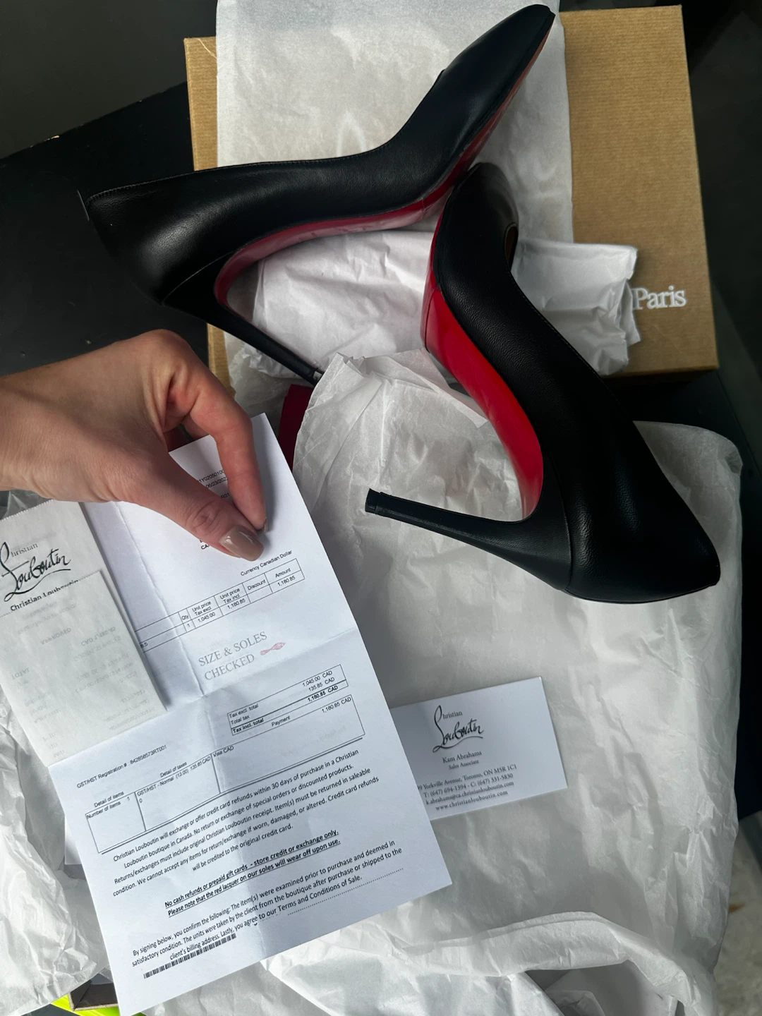 Christian Louboutin size 38.5, 85 mm black leather heels