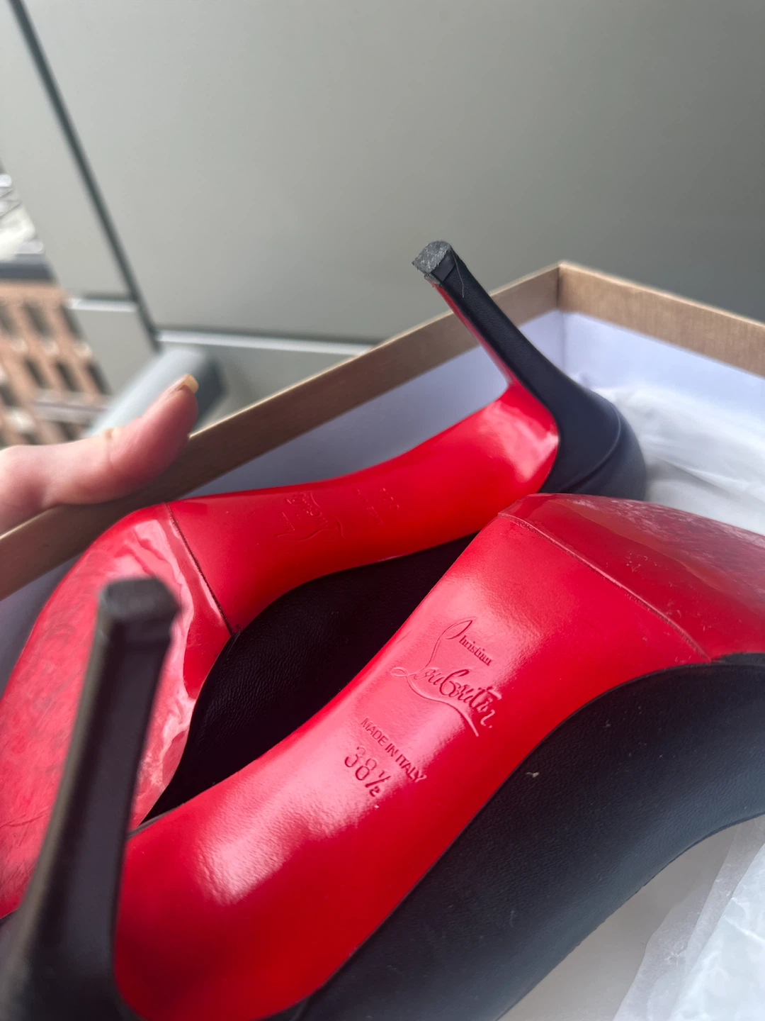 Christian Louboutin size 38.5, 85 mm black leather heels - photo 2