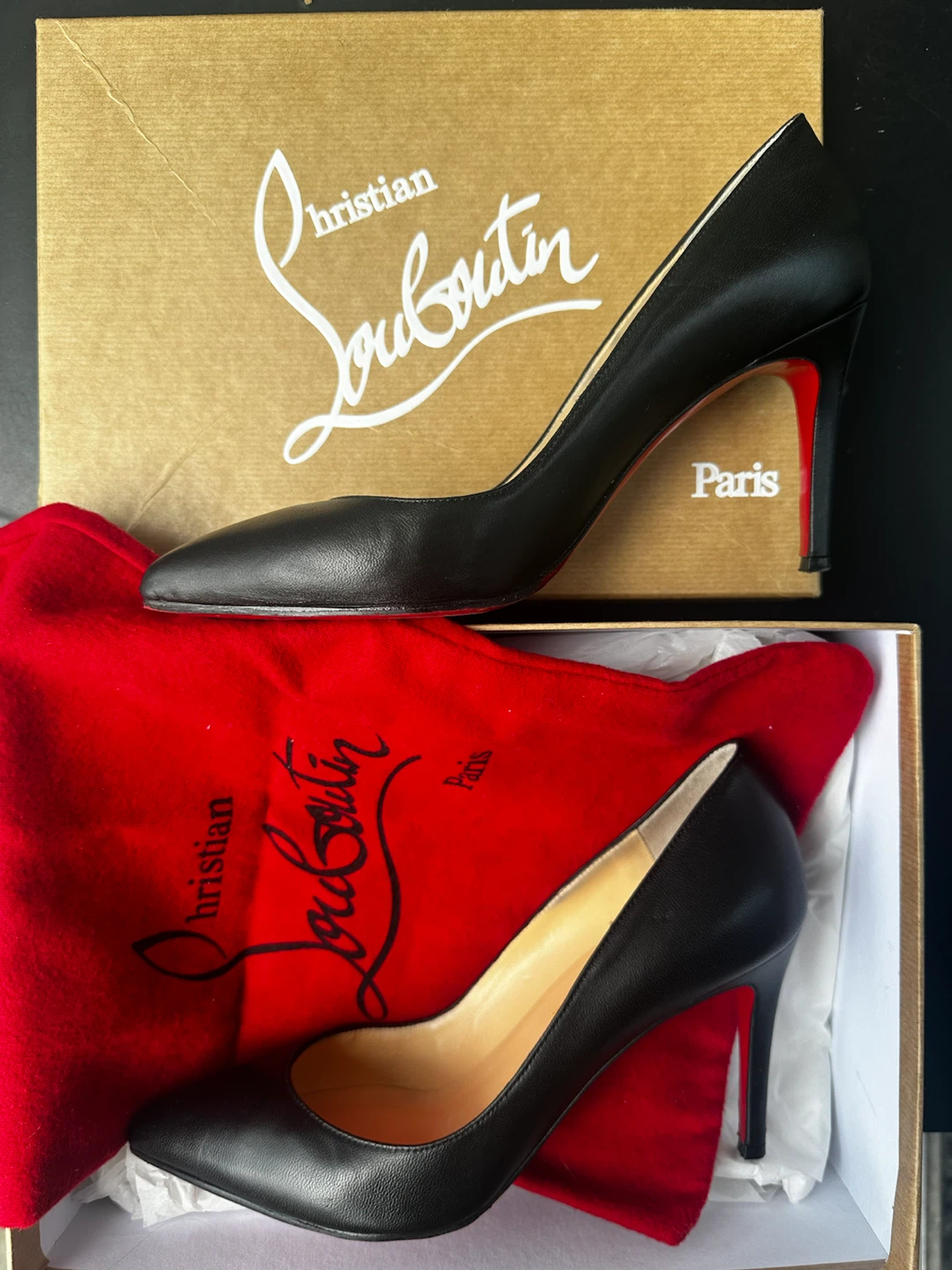 Christian Louboutin size 38.5, 85 mm black leather heels - photo 5