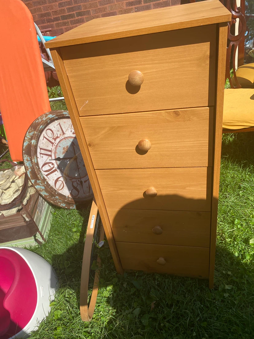 Light Wood Five-Drawer Chest