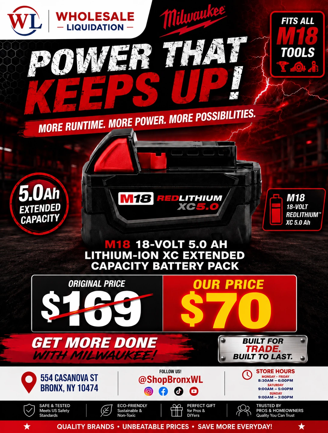 Milwaukee M18 REDLITHIUM XC5.0 Ah Battery Pack