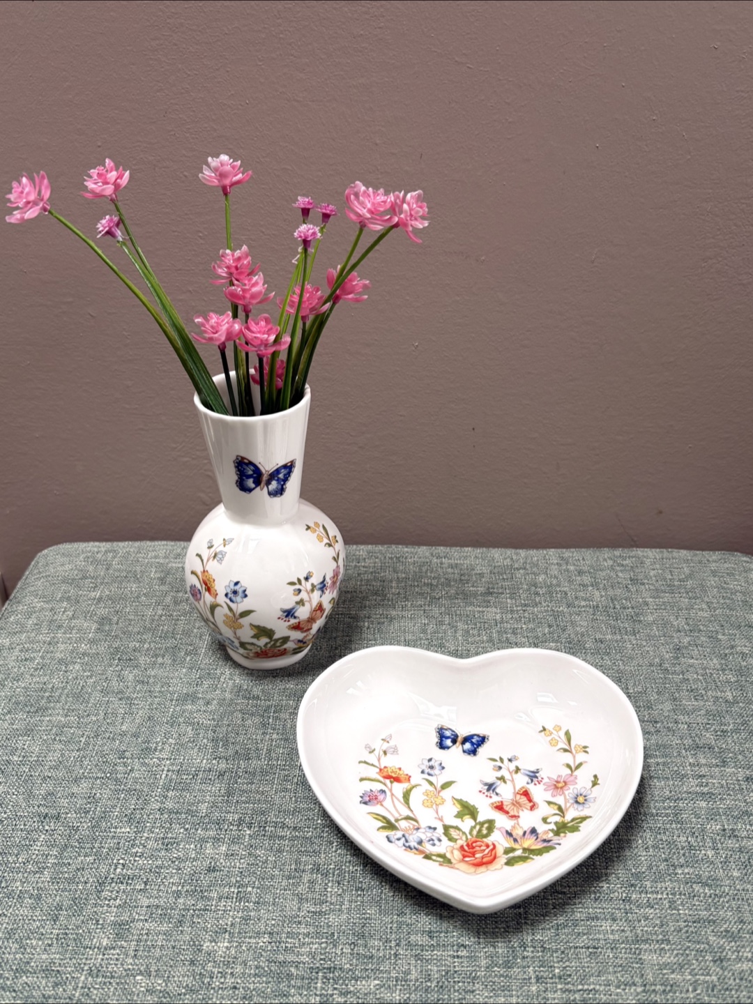 Aynsley Cottage Garden Vase and Heart Dish Set