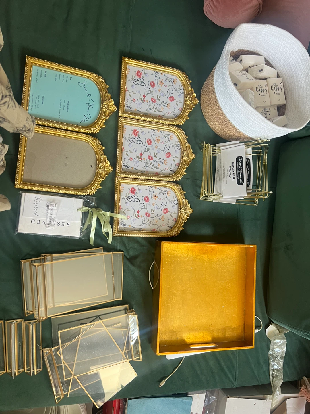 Gold Wedding Items sign holders etc