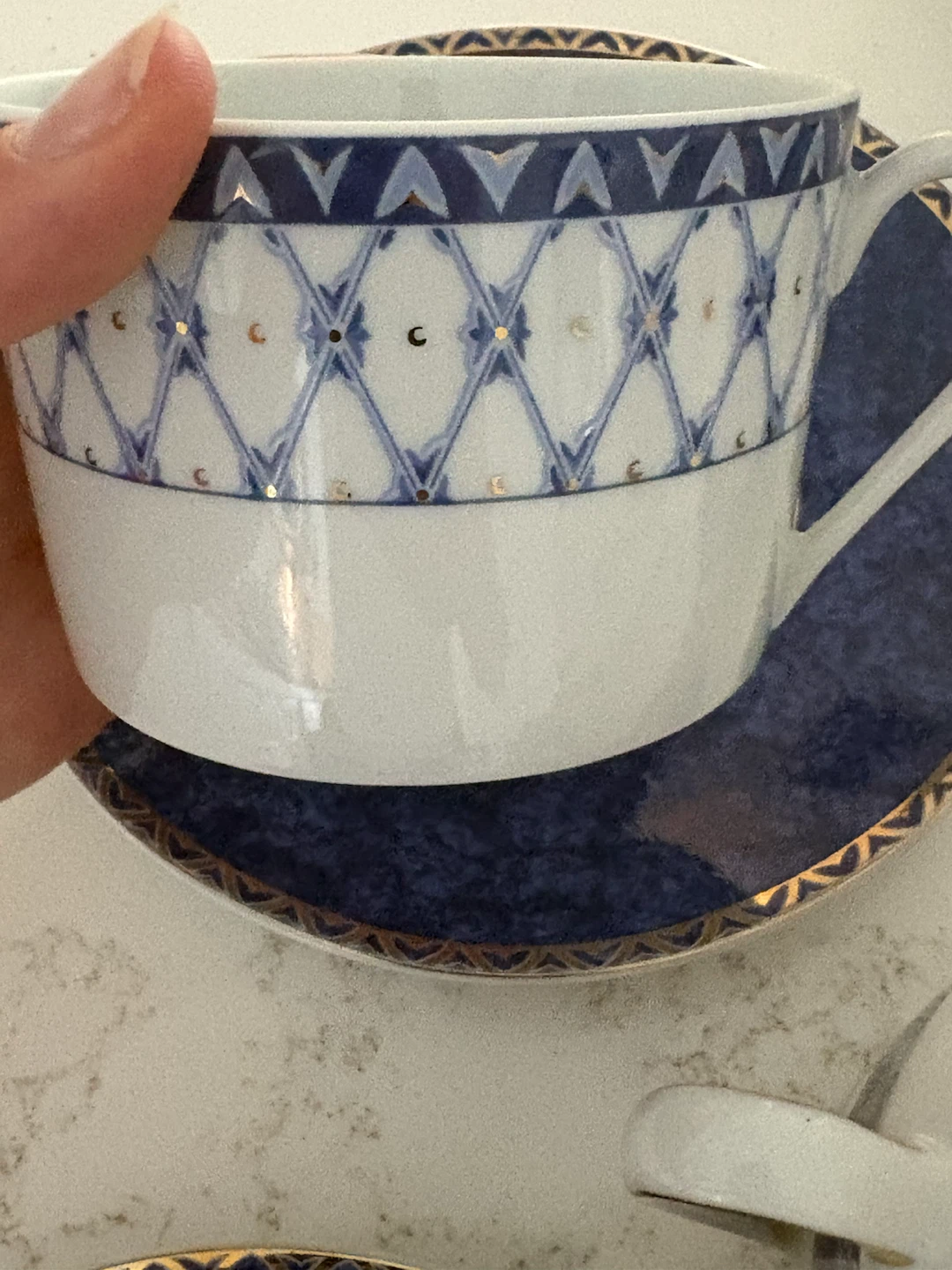 Vintage Blue and Gold Porcelain Tea Set - photo 4