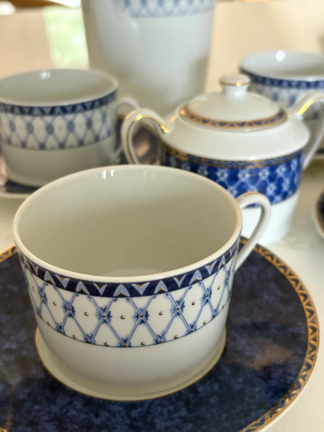 Vintage Blue and Gold Porcelain Tea Set - photo 5