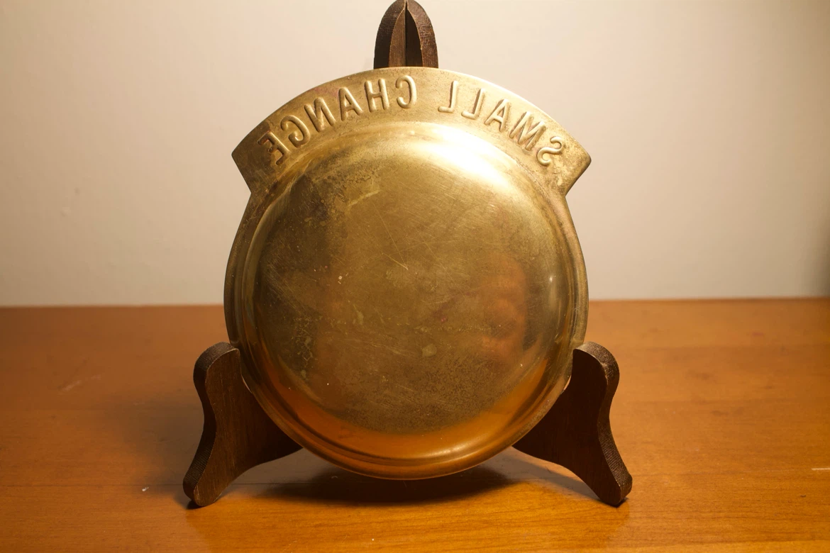 Brass Trinket Dish, reads Small Change - photo 4
