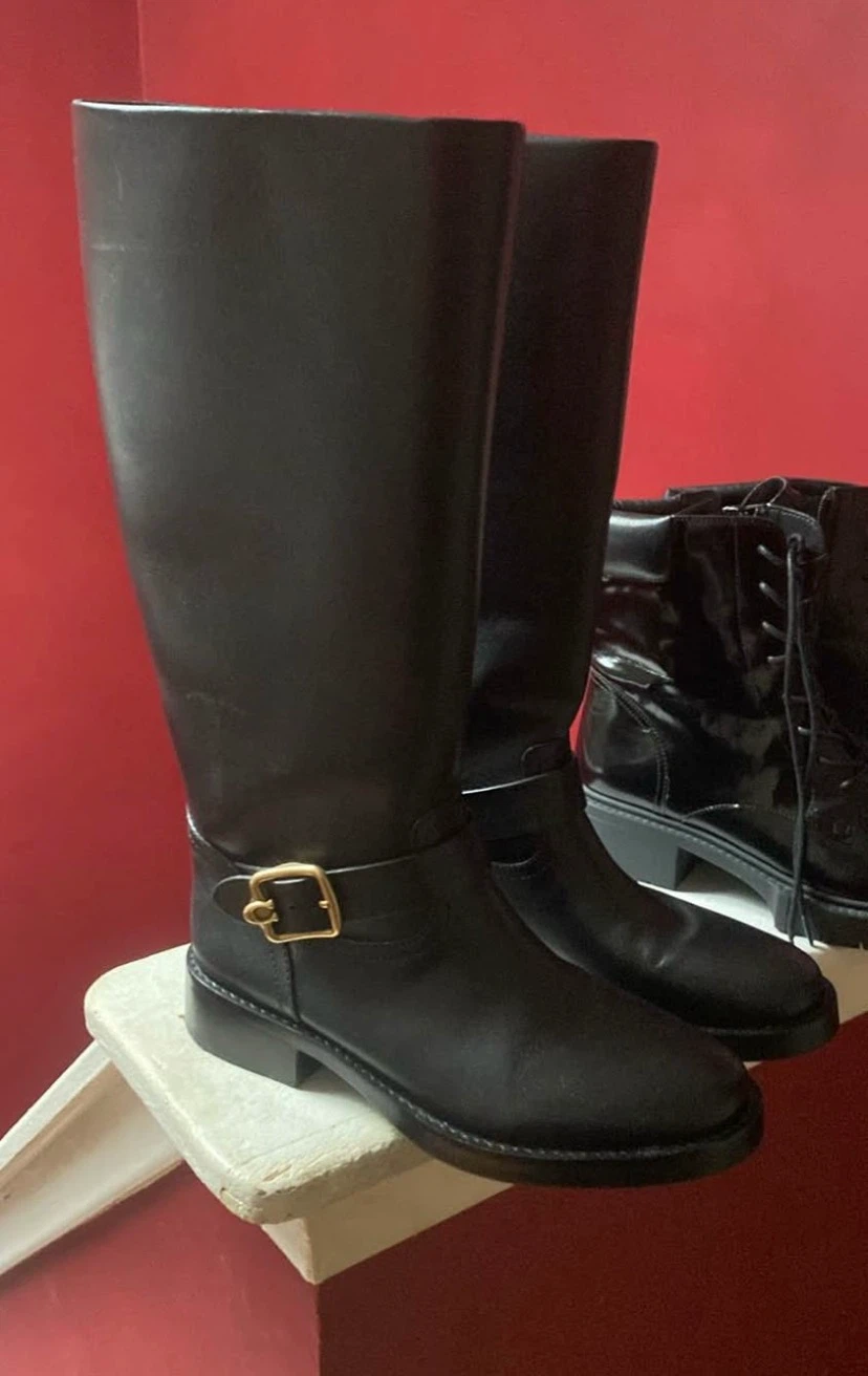 Coach Black Leather Knee-High Boots