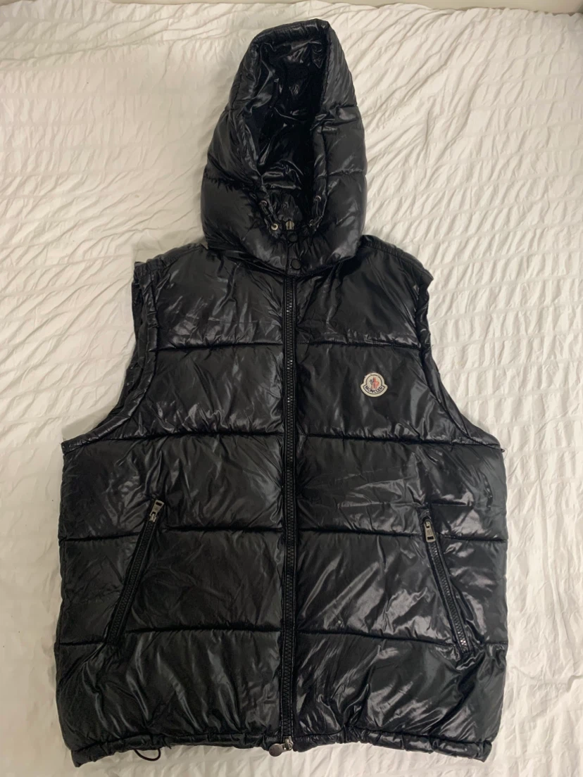 Moncler Black Puffer Vest with Hood