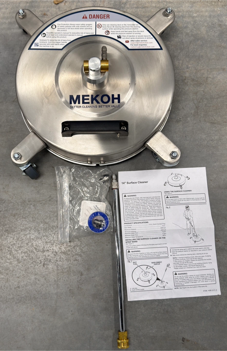 MEKOH 14” 4500 PSI Pressure Washer Surface Cleaner