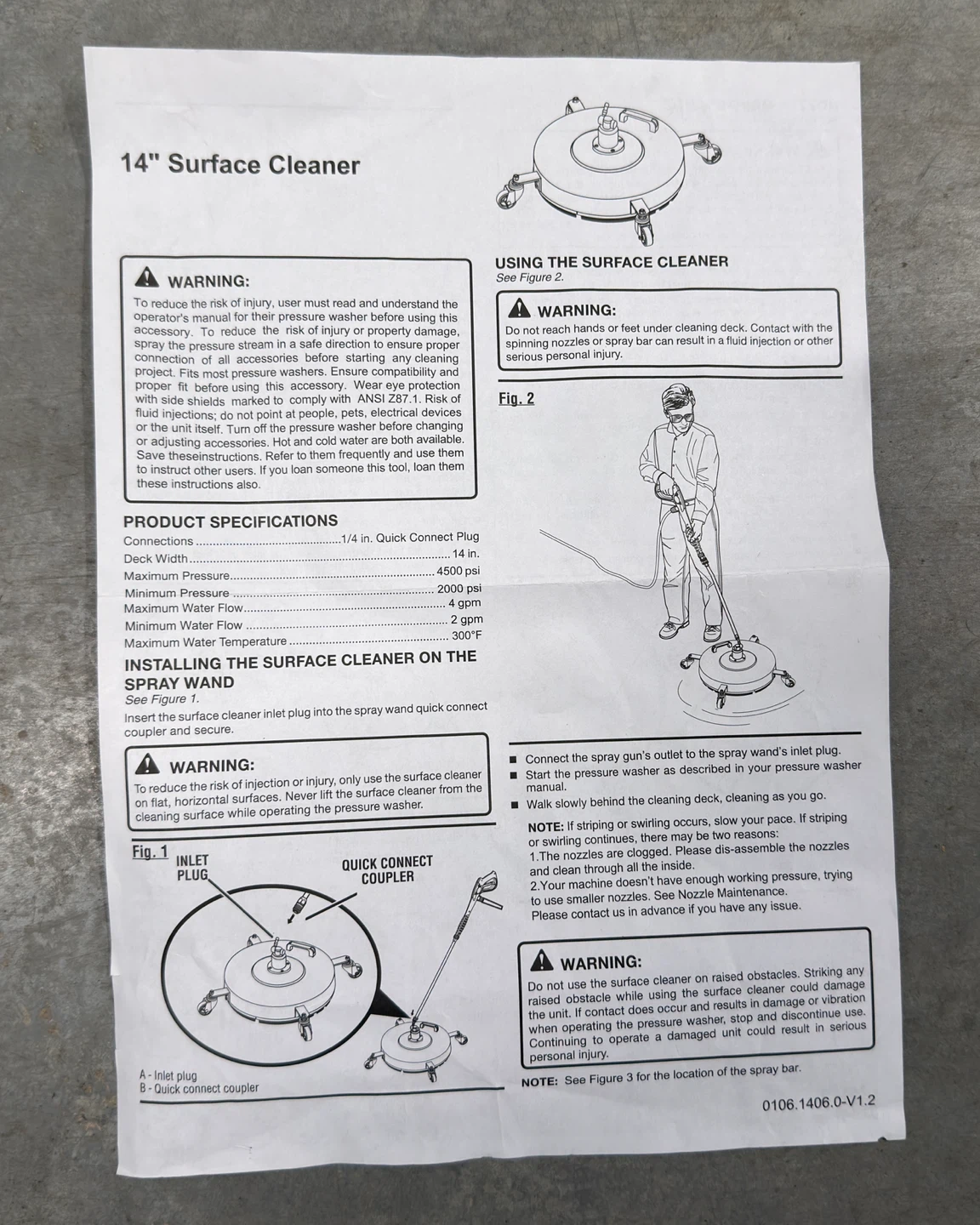 MEKOH 14” 4500 PSI Pressure Washer Surface Cleaner - photo 4