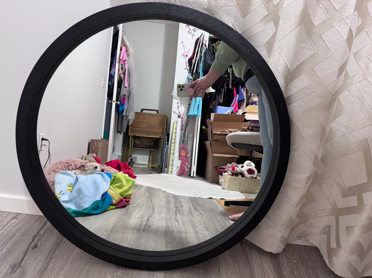 Bouclair 31-inch Round Black MDF Mirror
