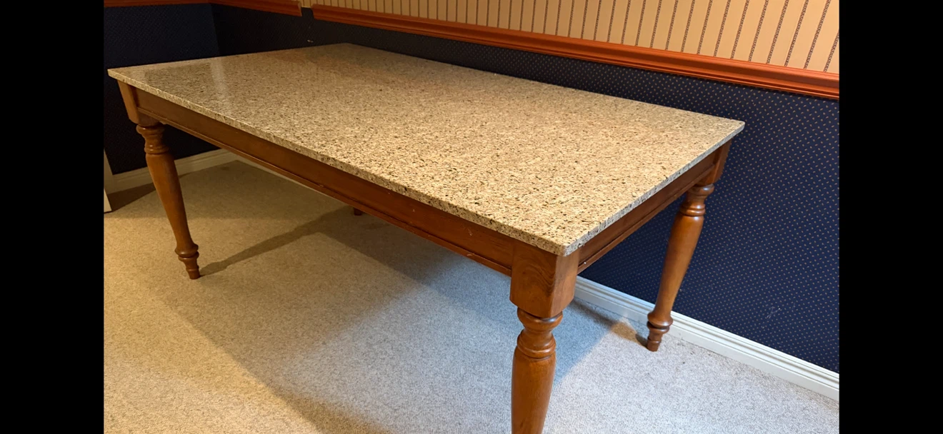 Solid Wood Table with Genuine Granite Top – $450 OBO