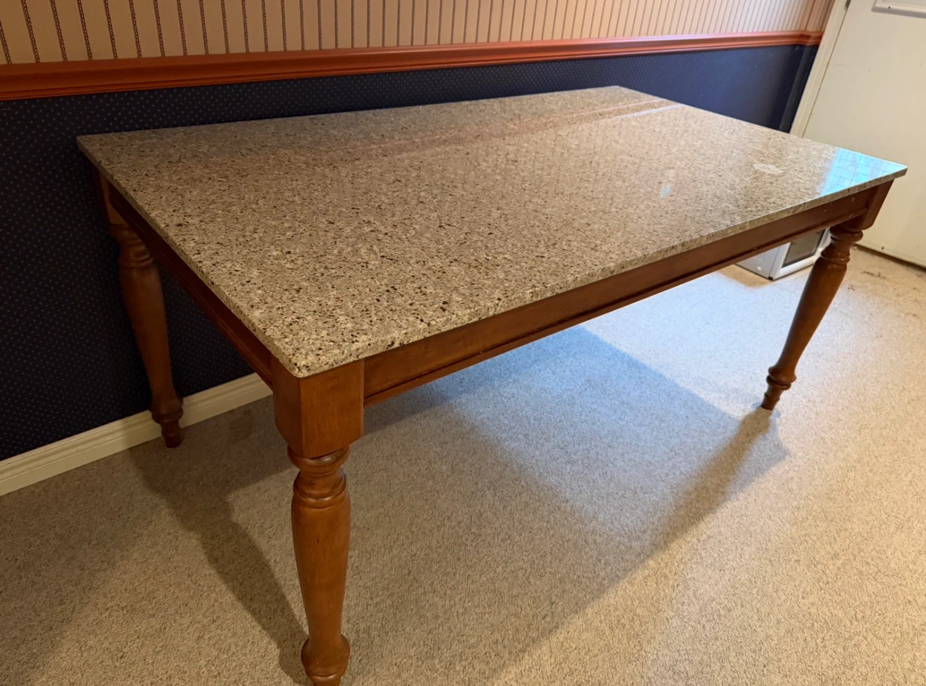 Solid Wood Table with Genuine Granite Top – $450 OBO - photo 3