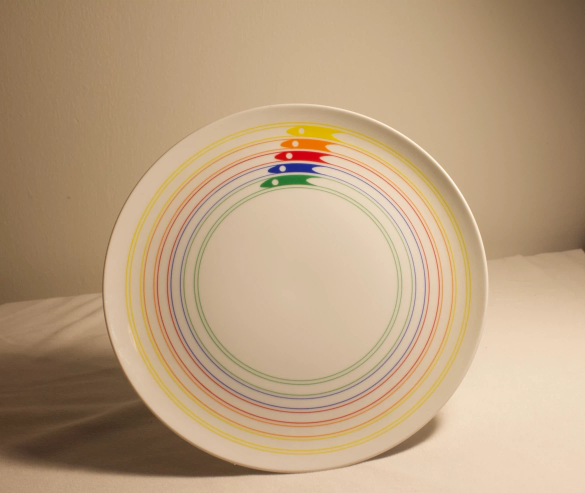 Retro Cake Stand with Rainbow Design