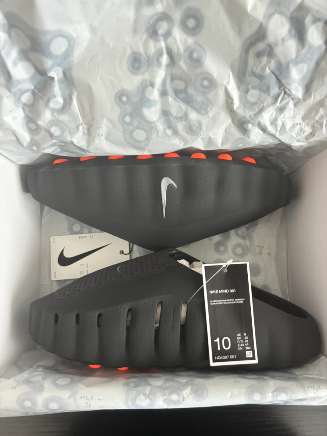 Nike Mind 001 Slide Black Chrome size 10 Men’s/11 Women’s