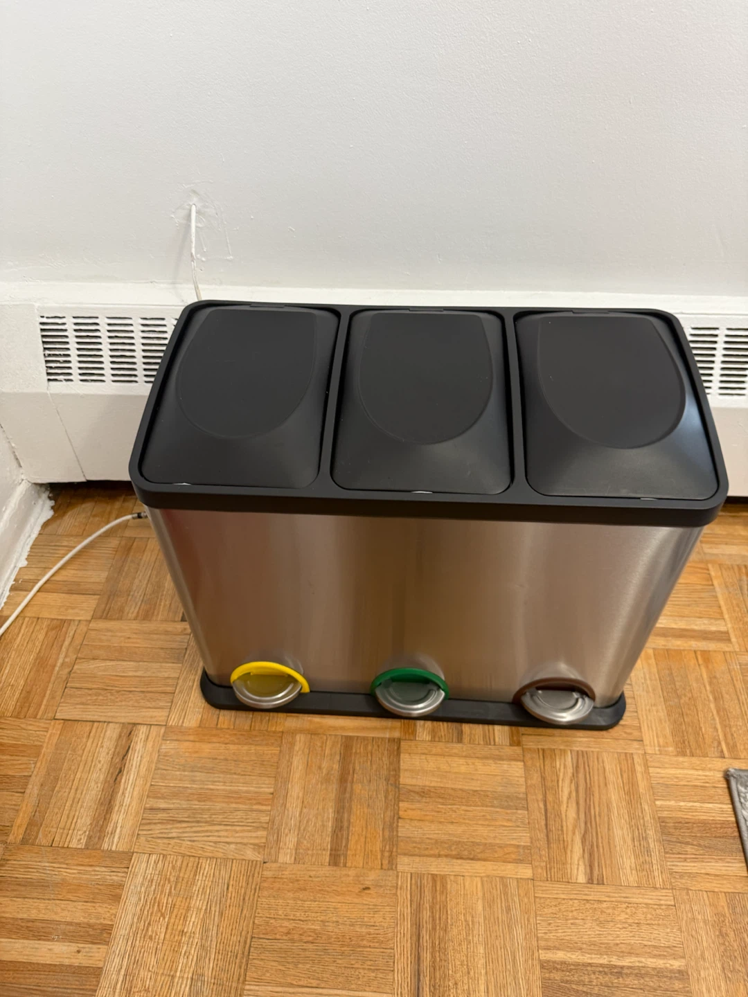 Stainless Steel Triple Compartment Step Bin