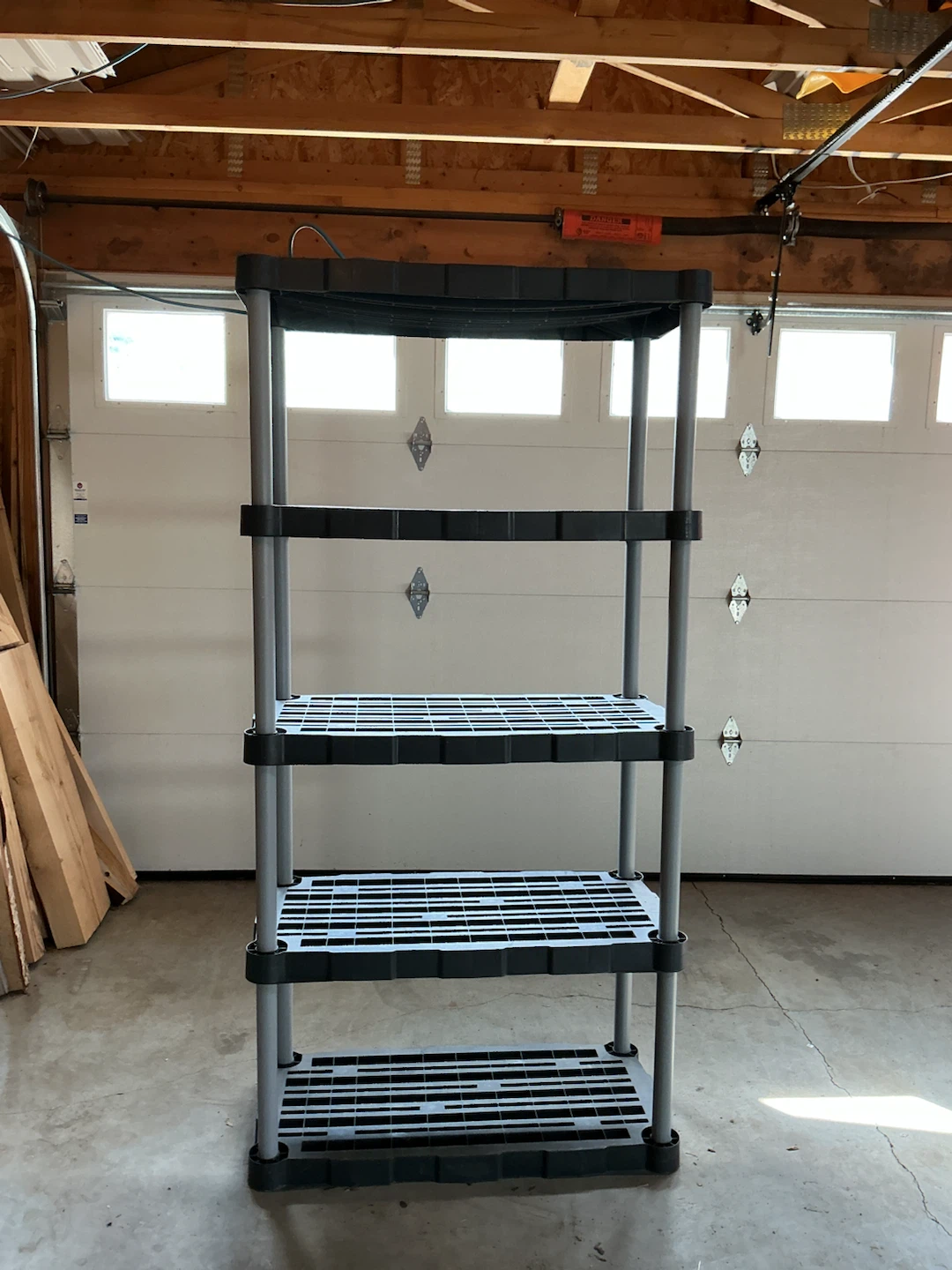 Black and Grey 5-Tier Plastic Storage Shelving Unit