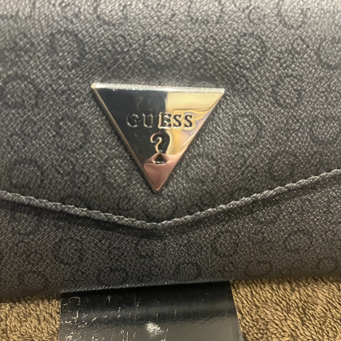 Guess Women's Black Monogram Trifold Wallet