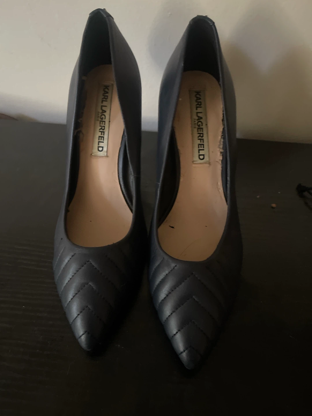 Karl Lagerfeld Quilted Navy Heels