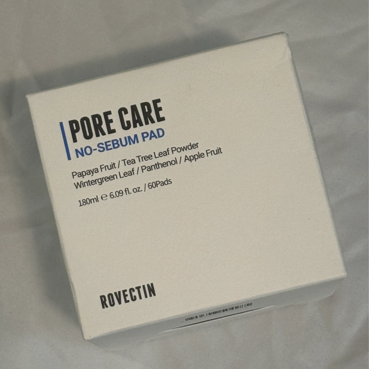 Korean skincare ROVECTIN Pore Care No-Sebum Pad