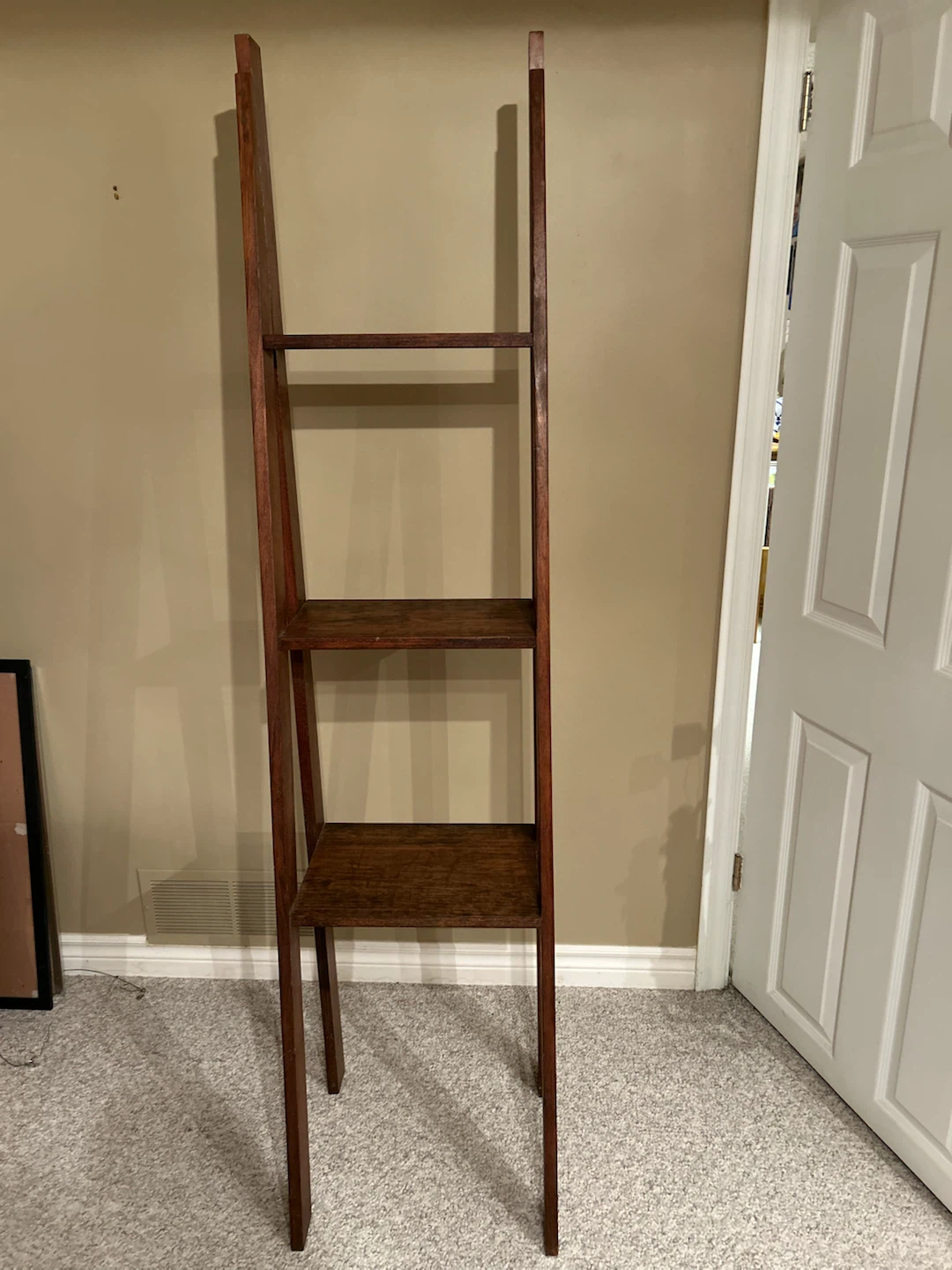 Dark Wood Leaning Ladder Shelf