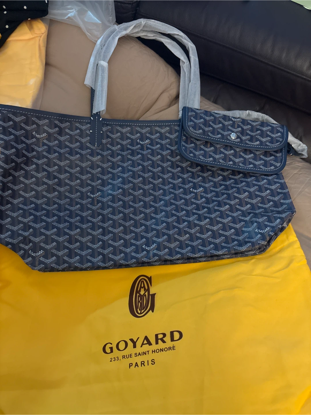 Blue Goyard Tote Bag with Pouch New