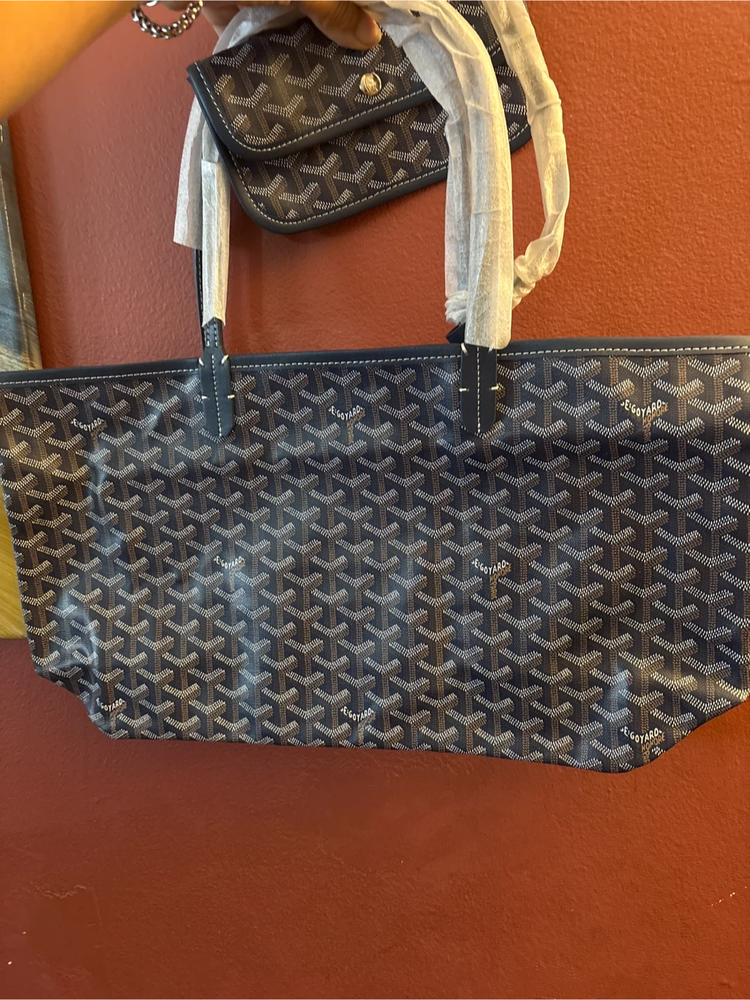 Blue Goyard Tote Bag with Pouch New - photo 2