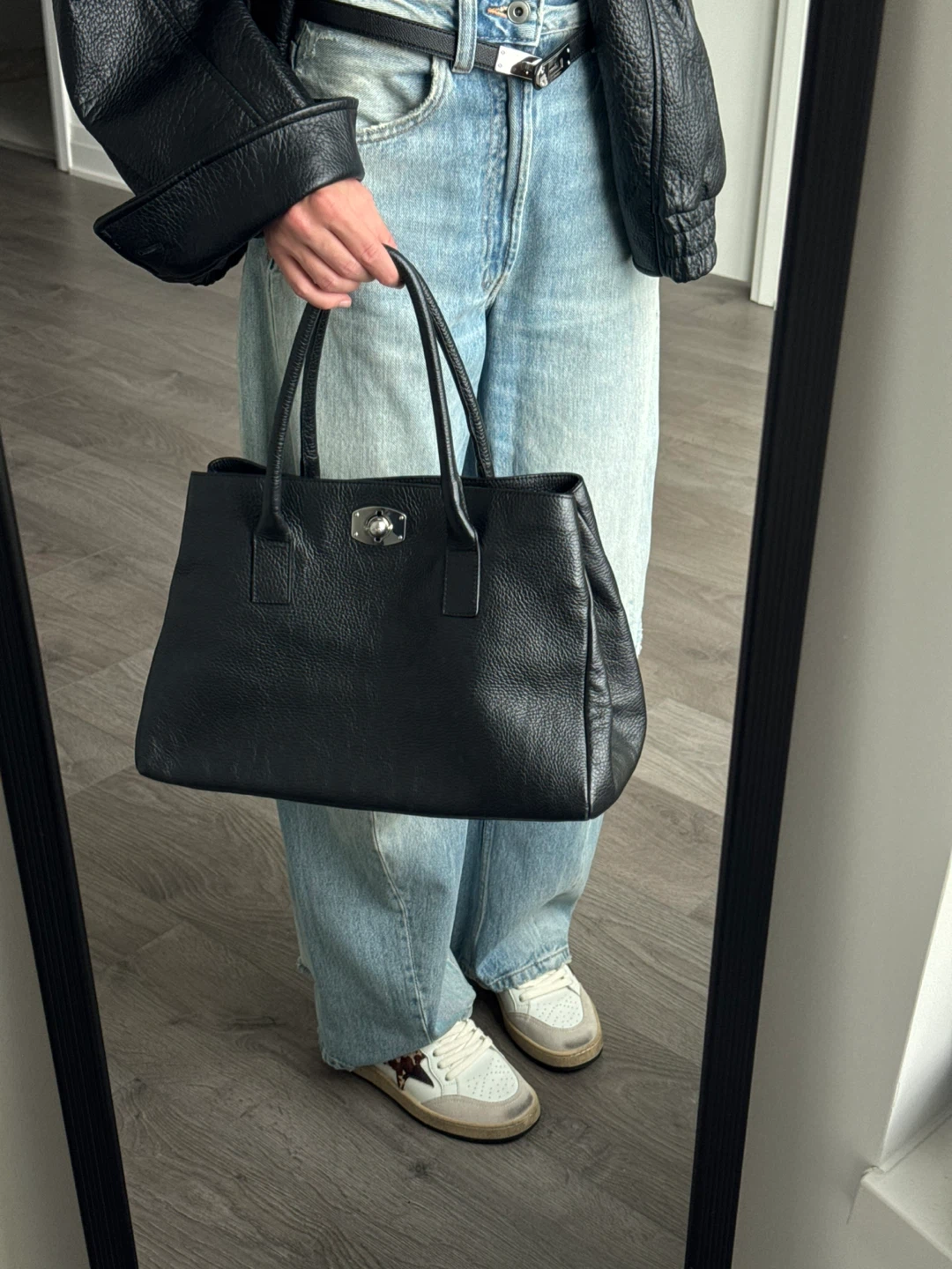 Furla Black Leather Tote Bag