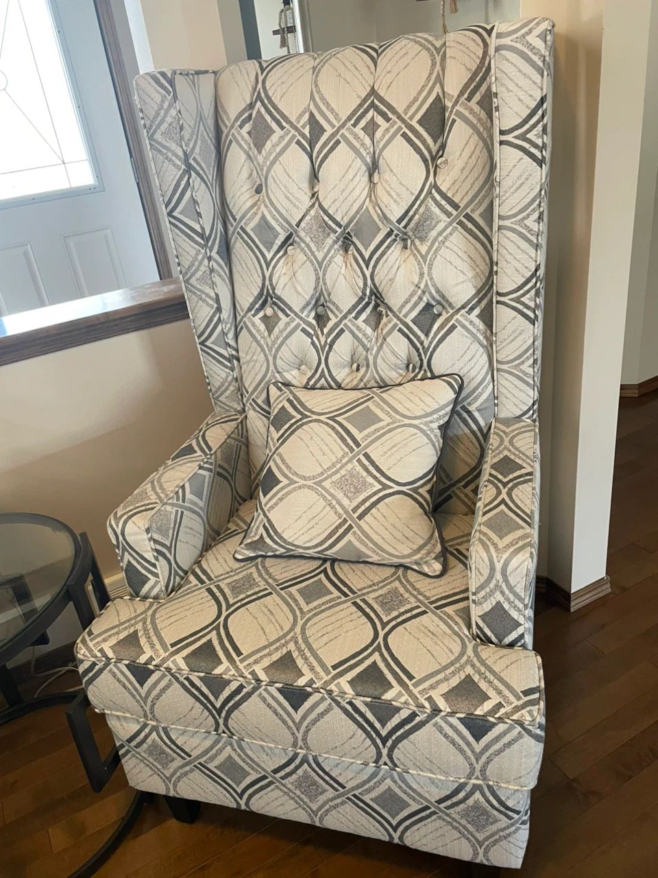 Patterned Wingback Accent Chair - photo 3