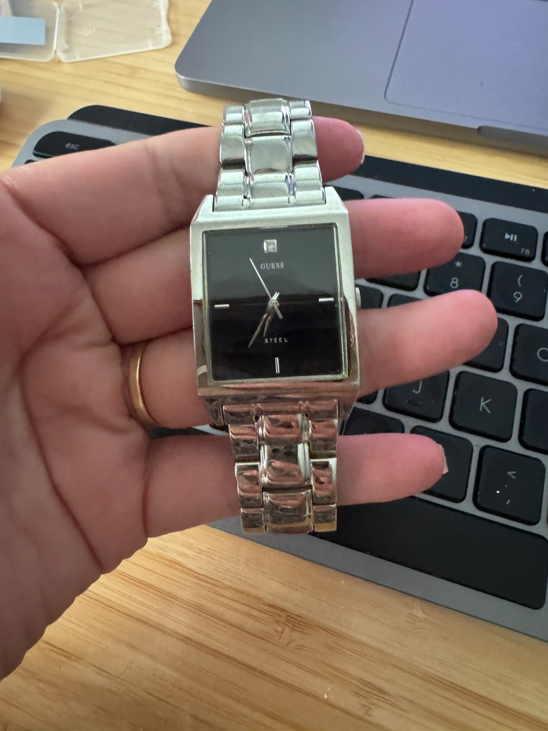 Guess Steel Rectangular Watch