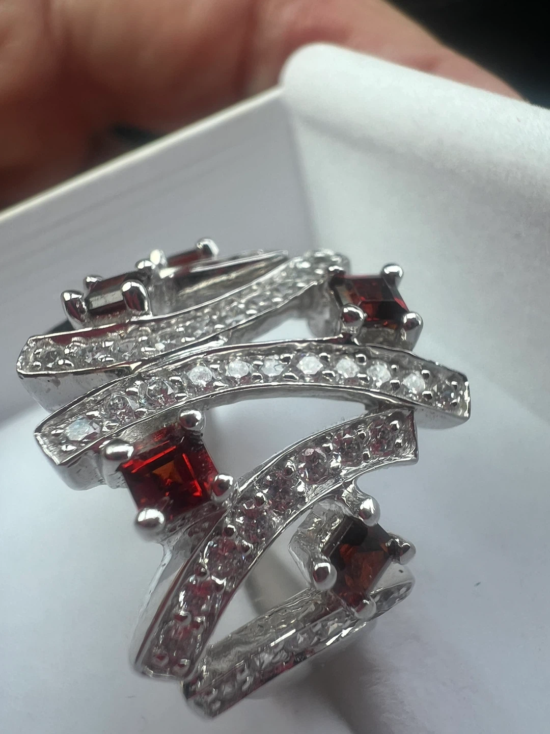 925 Silver and garnet, zirconia ring - photo 2