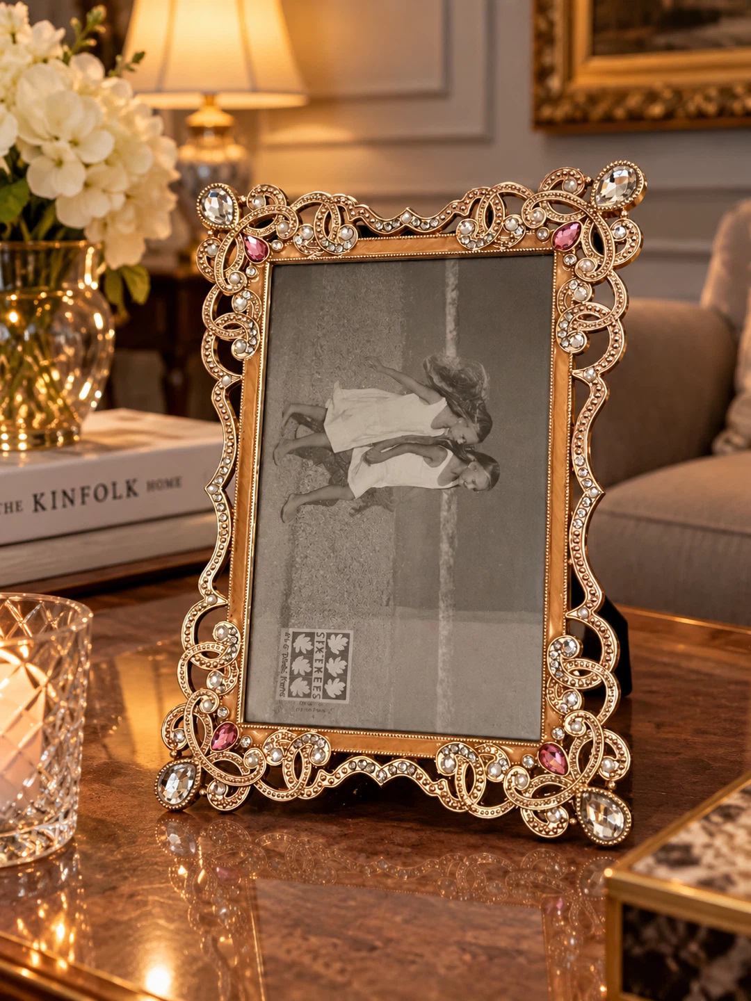 ✨ Elegant Jeweled Gold Photo Frame ✨