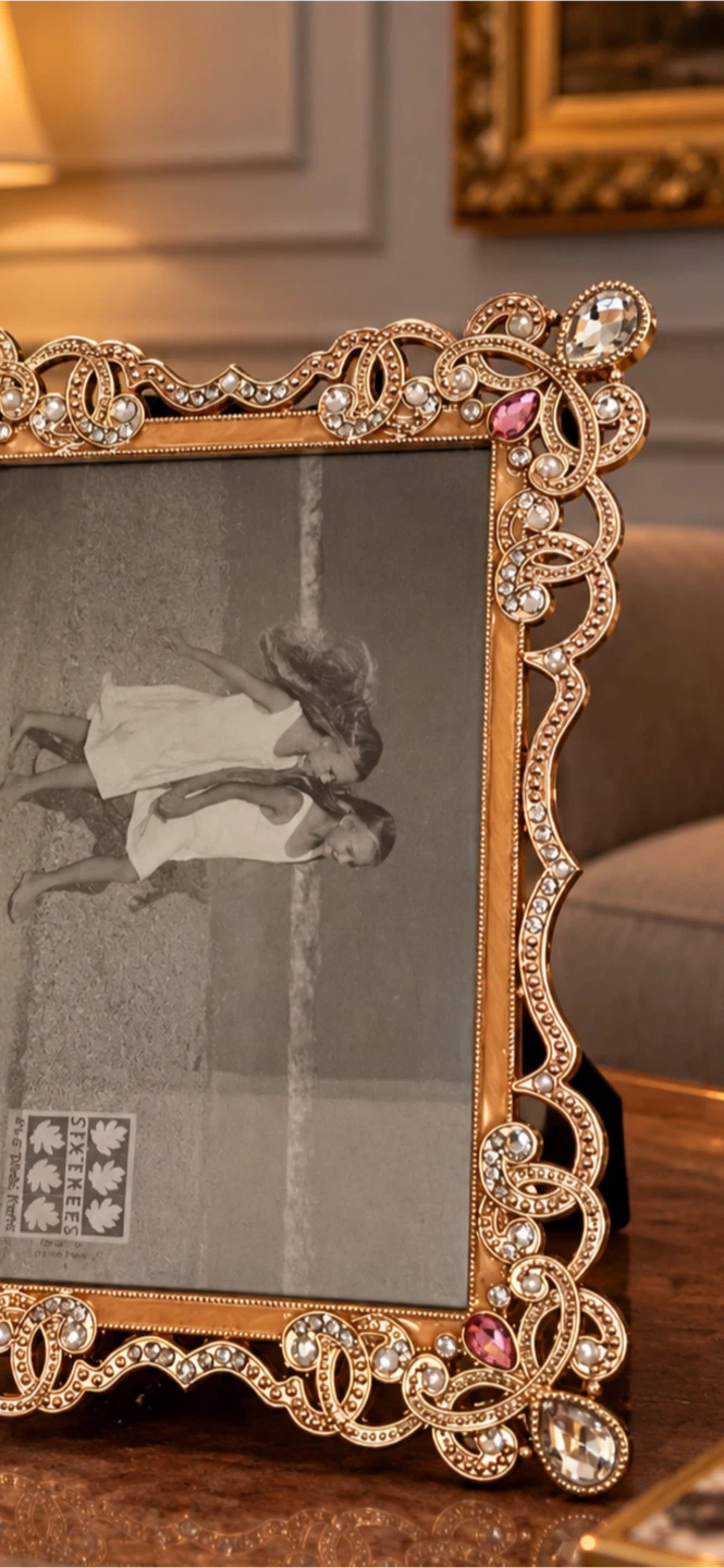 ✨ Elegant Jeweled Gold Photo Frame ✨ - photo 2