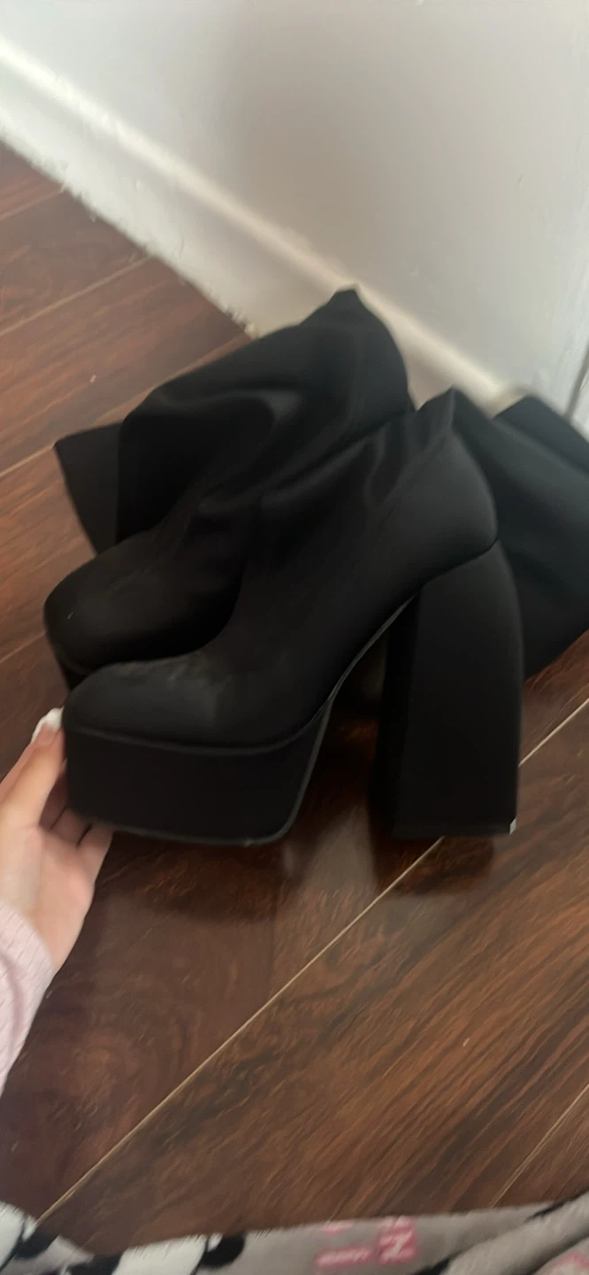 Black Platform Block Heel Over-the-Knee Boots - photo 3