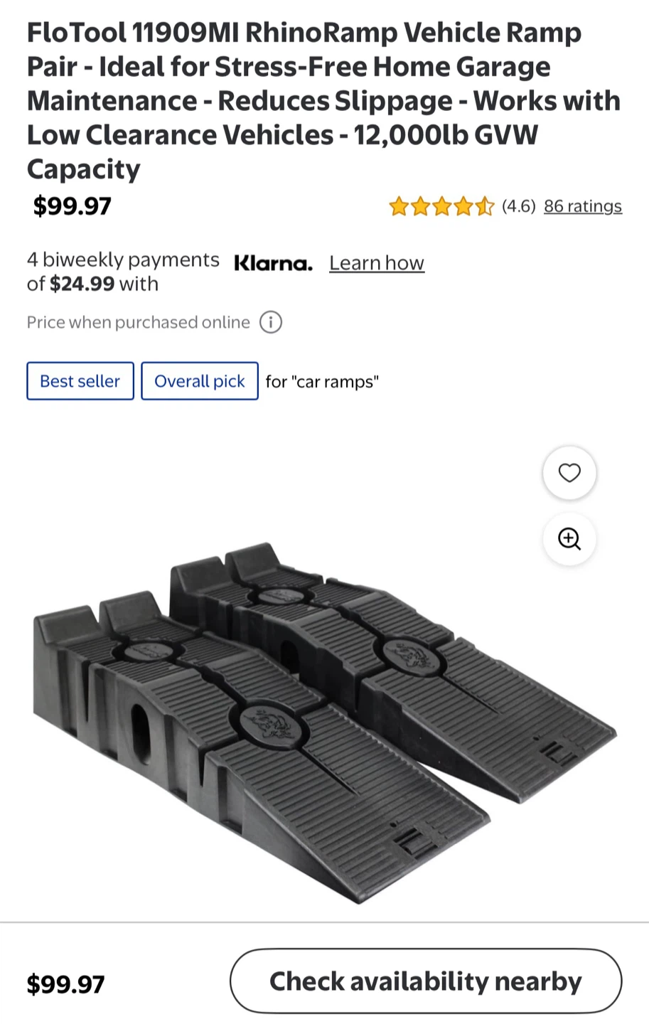 Rhino Ramps 11909 Heavy Duty Car Maintenence Ramp