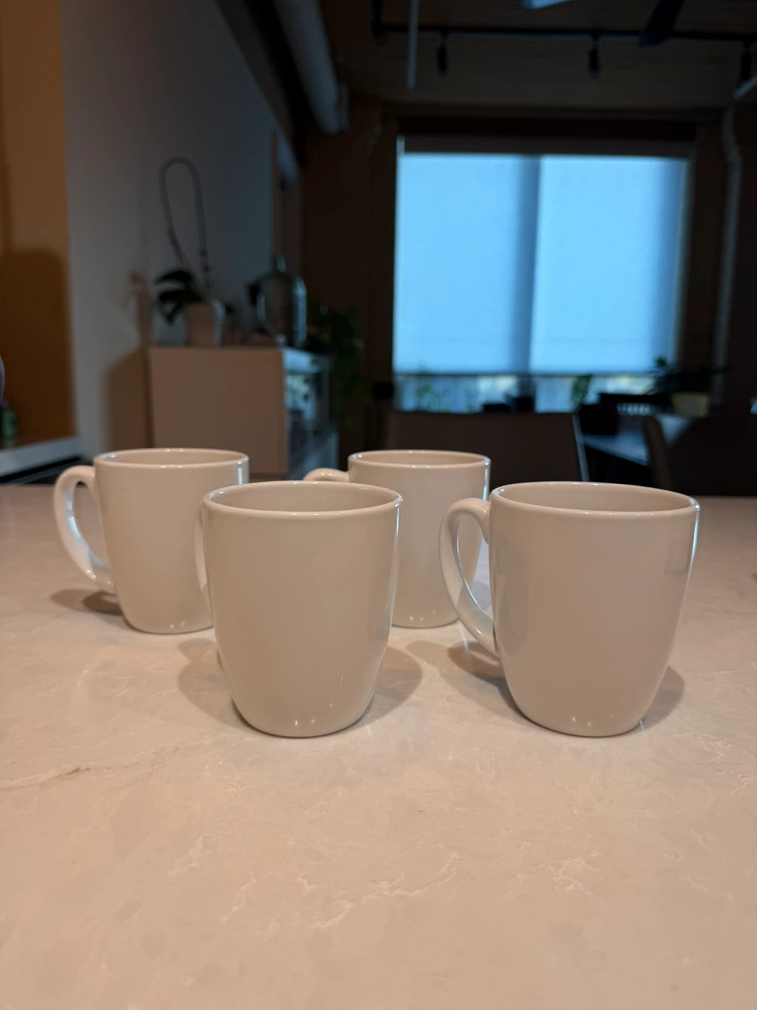 Set of 4 White Coffee Mugs