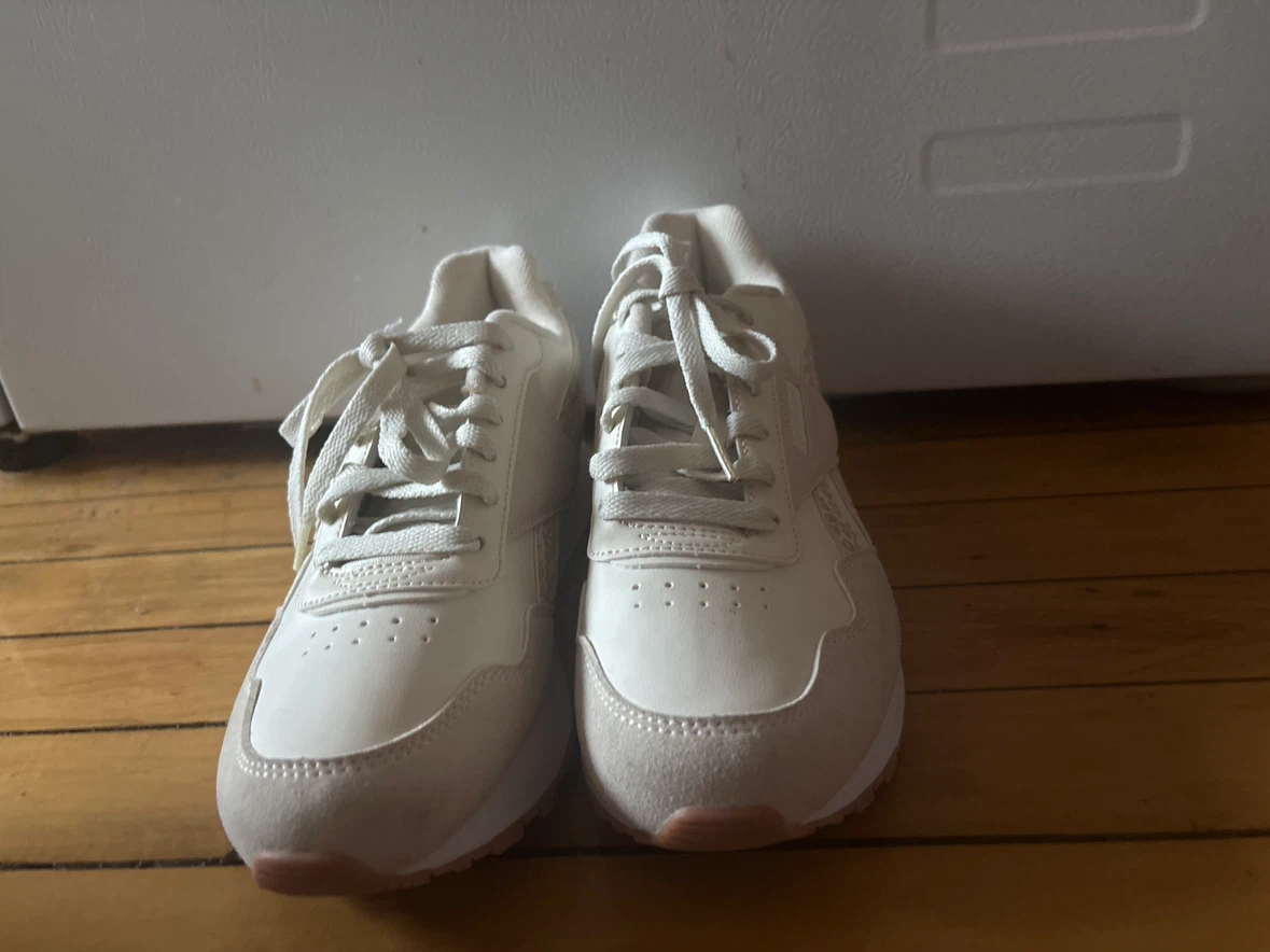 Reebok Women's Cream Leopard Print Sneakers