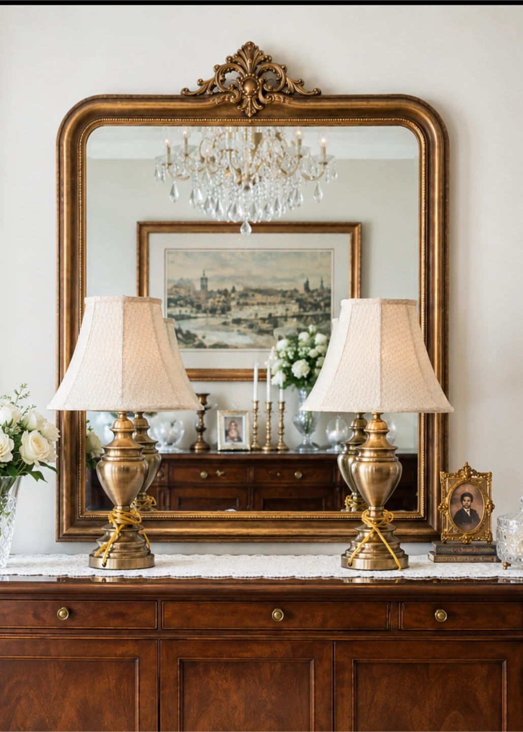 Set of 2 Vintage Brass Table Lamps