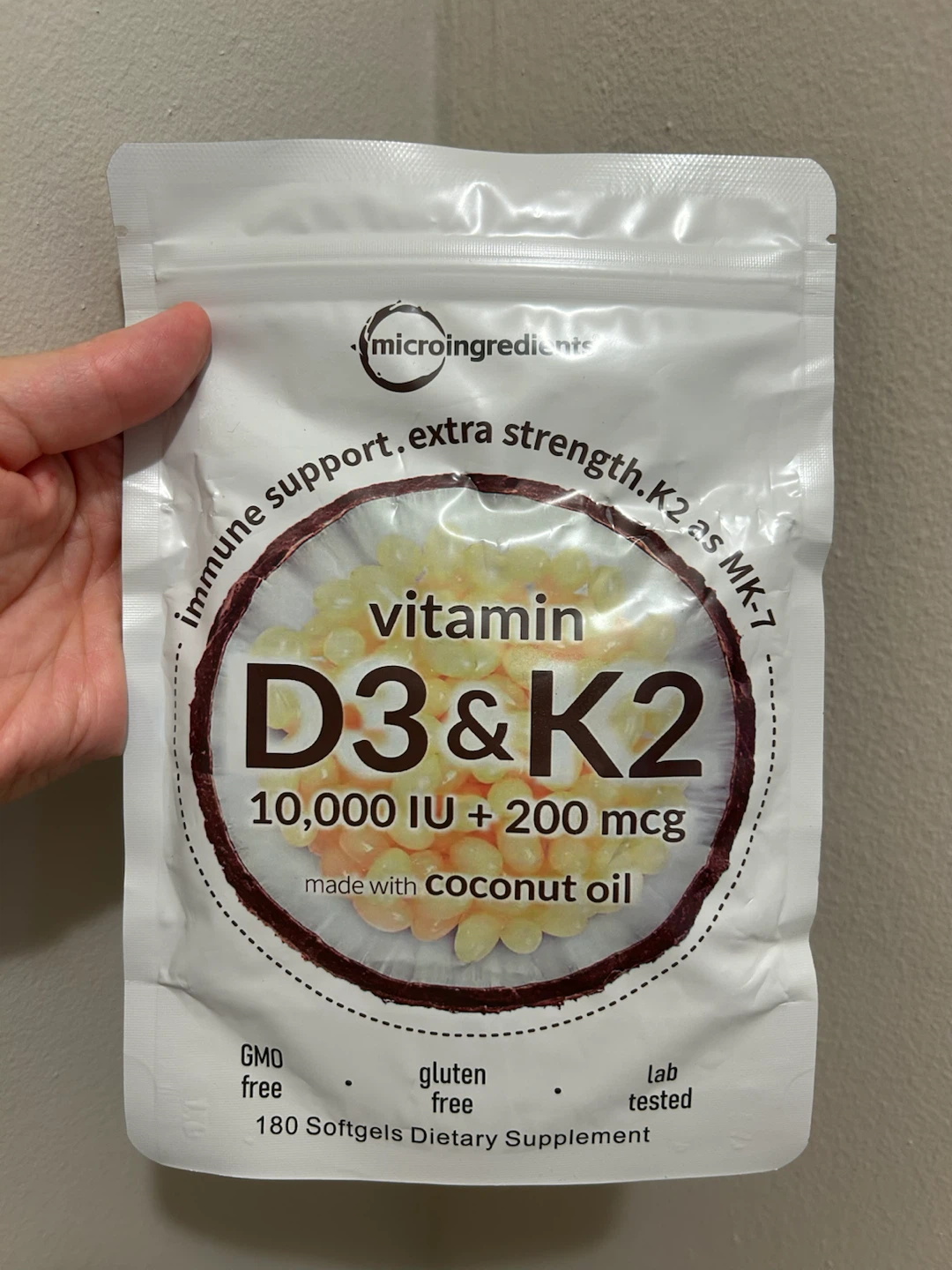 MicroIngredients Vitamin D3 & K2 10,000 IU + 200 mcg Softgels
