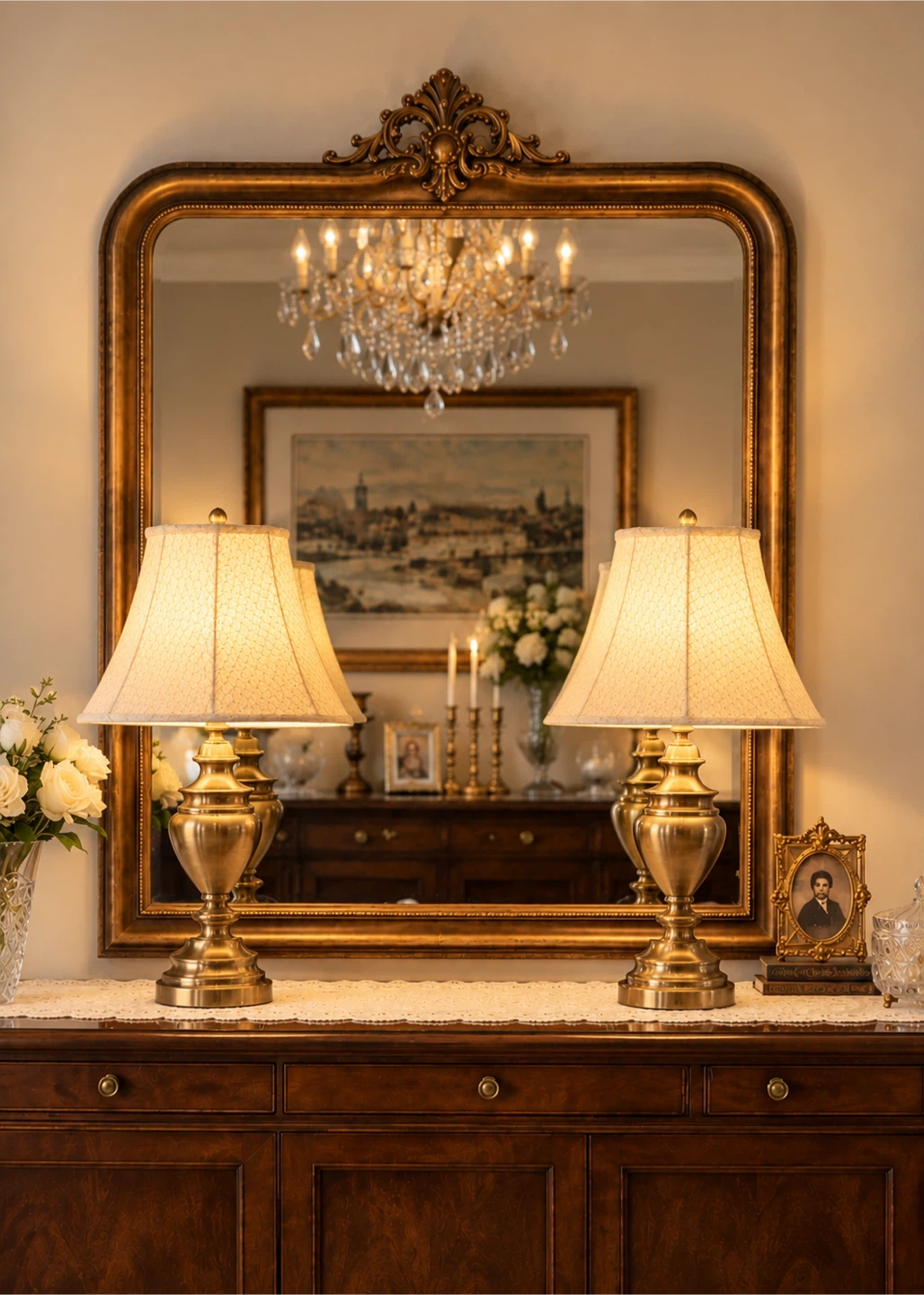 Set of 2 Vintage Brass Table Lamps - photo 2