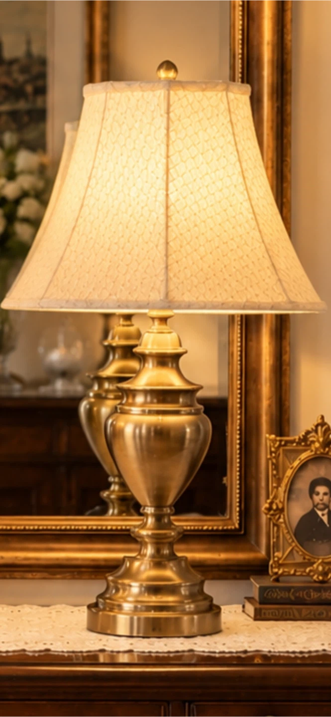 Set of 2 Vintage Brass Table Lamps - photo 3
