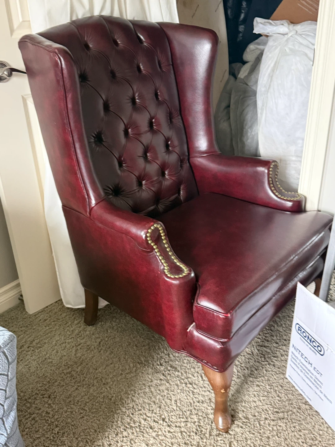 Burgundy Tufted Wingback Chair - photo 2